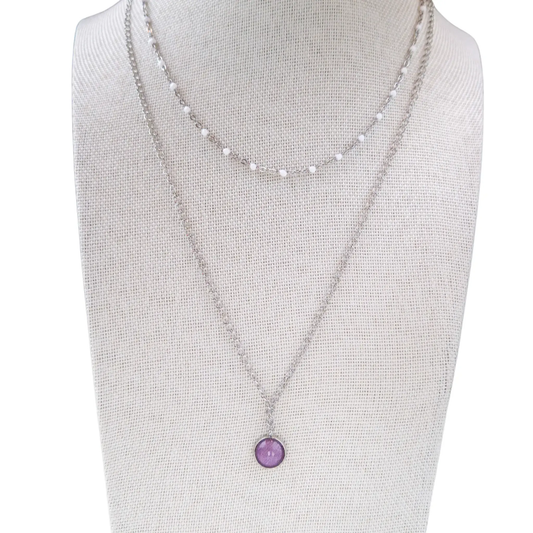 Collier avec Pendentif Rose Parme - Les Chouchous de Justine