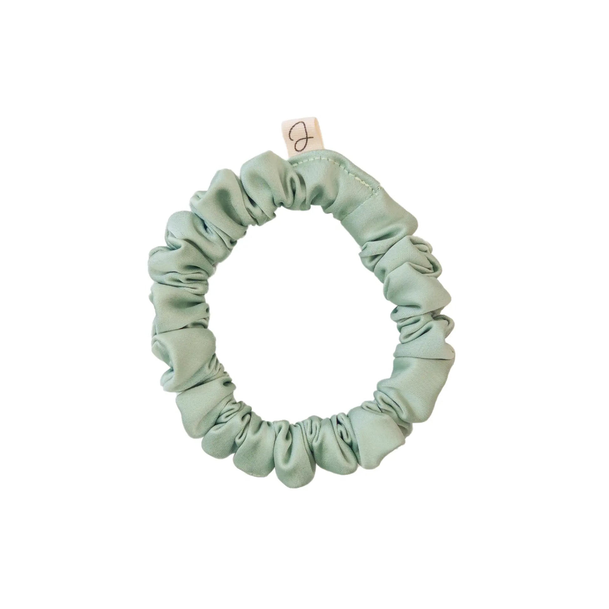 Mini Chouchou en Satin Vert Amande - Les Chouchous de Justine