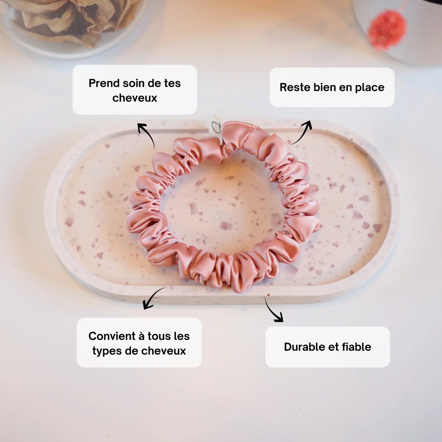 Rose Carmay - Mini Chouchou Cheveux Satin - Les Chouchous de Justine