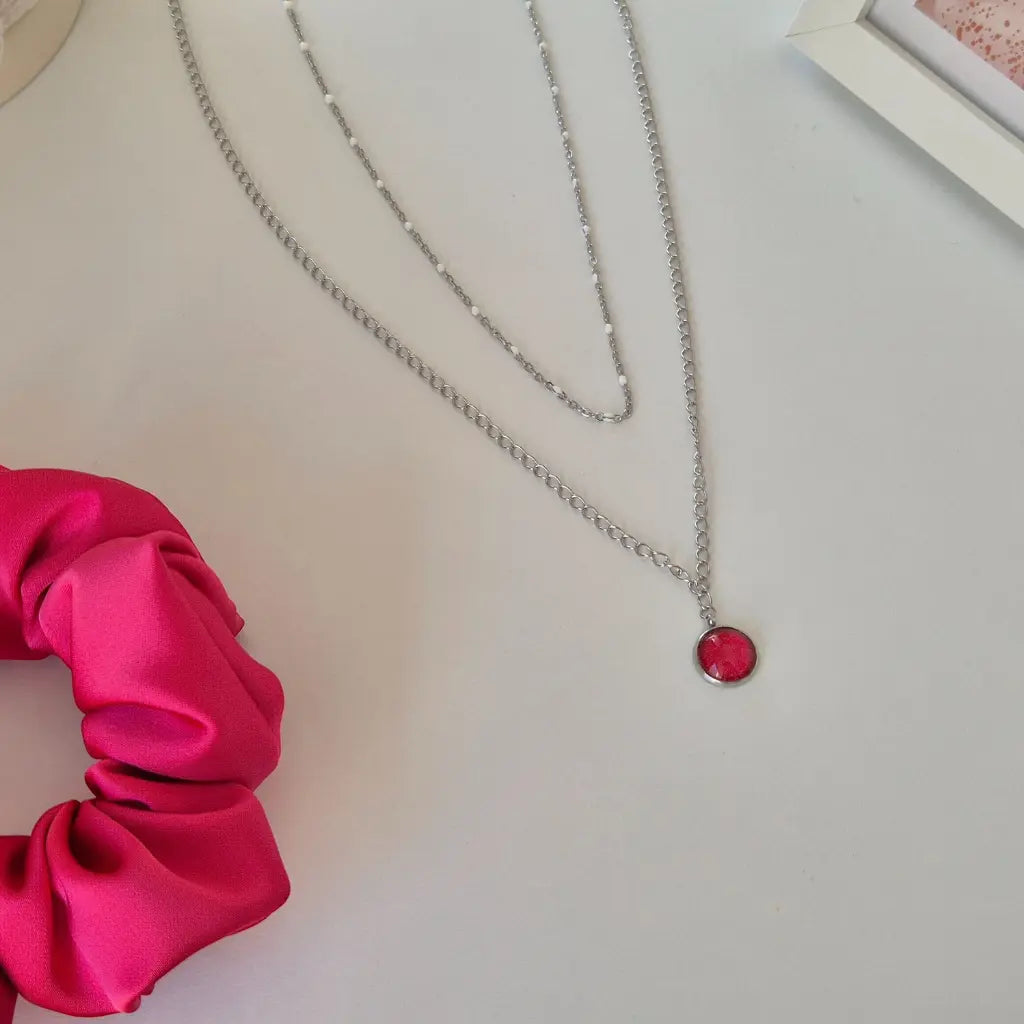 Collier avec Pendentif Fuschia - Les Chouchous de Justine