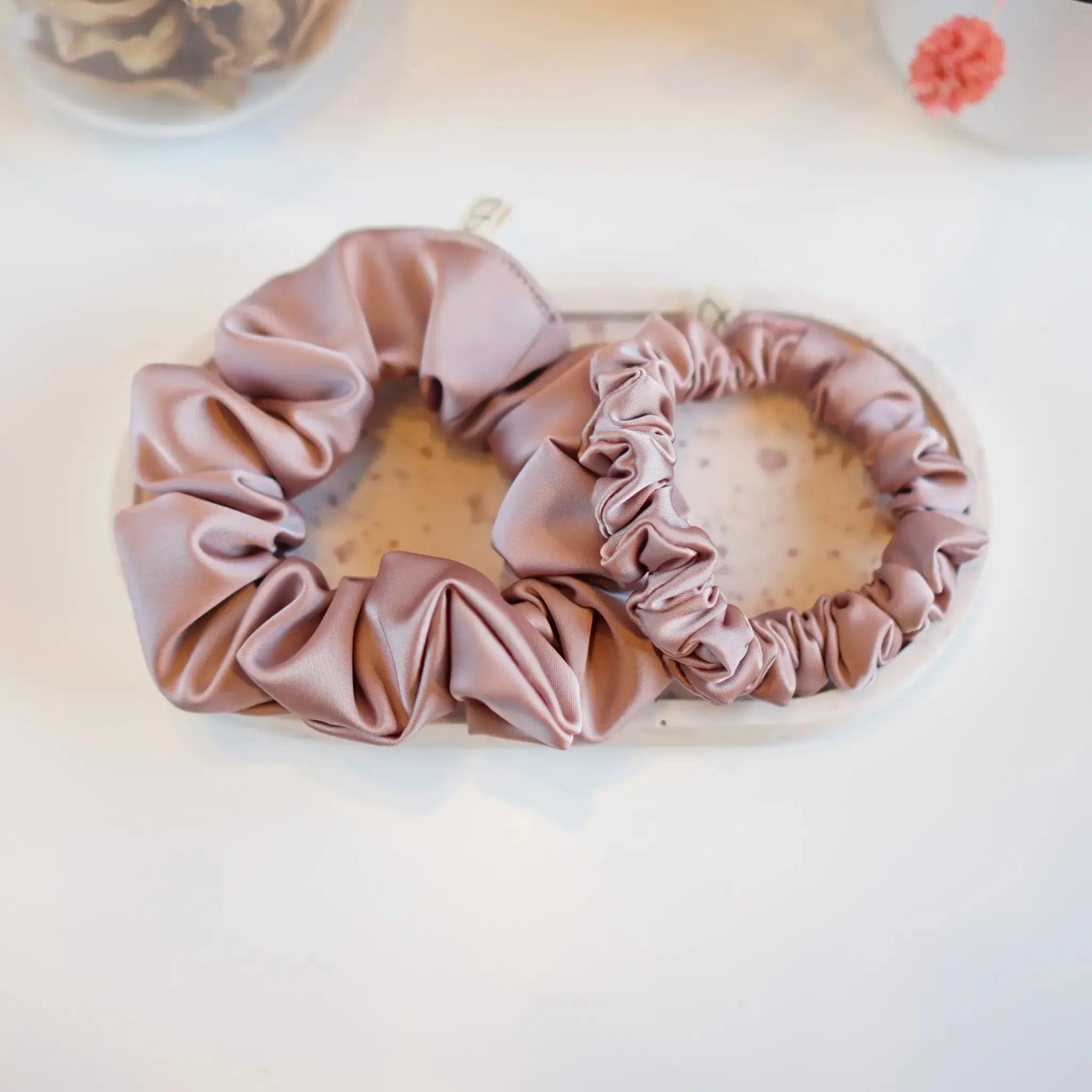 Vieux Rose - Mini Chouchou Cheveux Satin - Les Chouchous de Justine