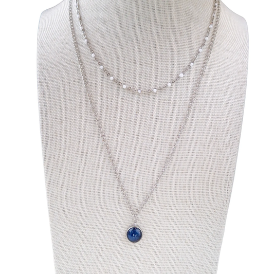 Collier avec Pendentif Bleu Marine - Les Chouchous de Justine