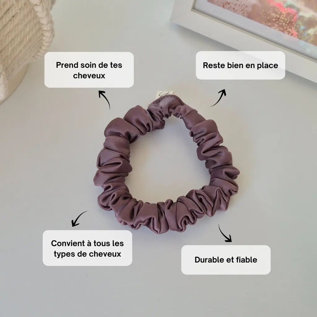 Mini Chouchou en Satin Taupe - Les Chouchous de Justine