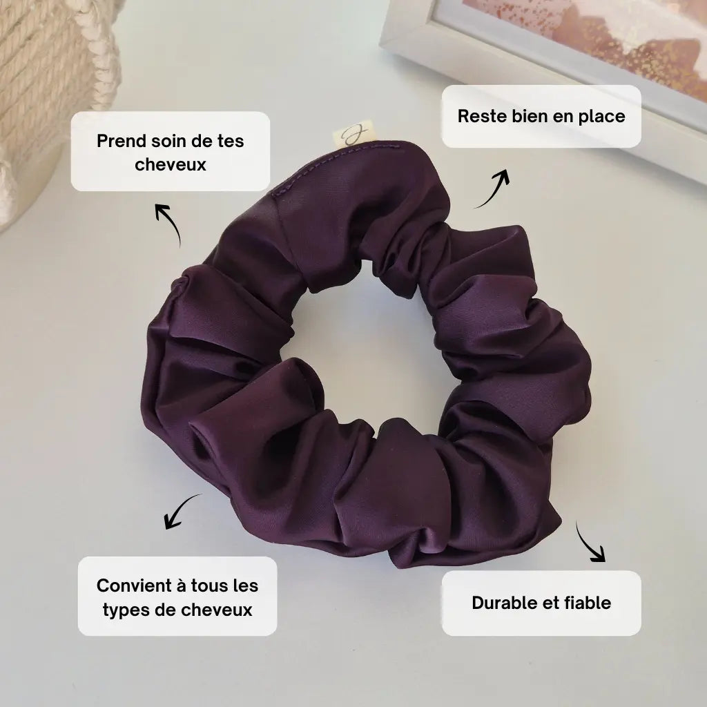 Chouchou en Satin Aubergine - Les Chouchous de Justine