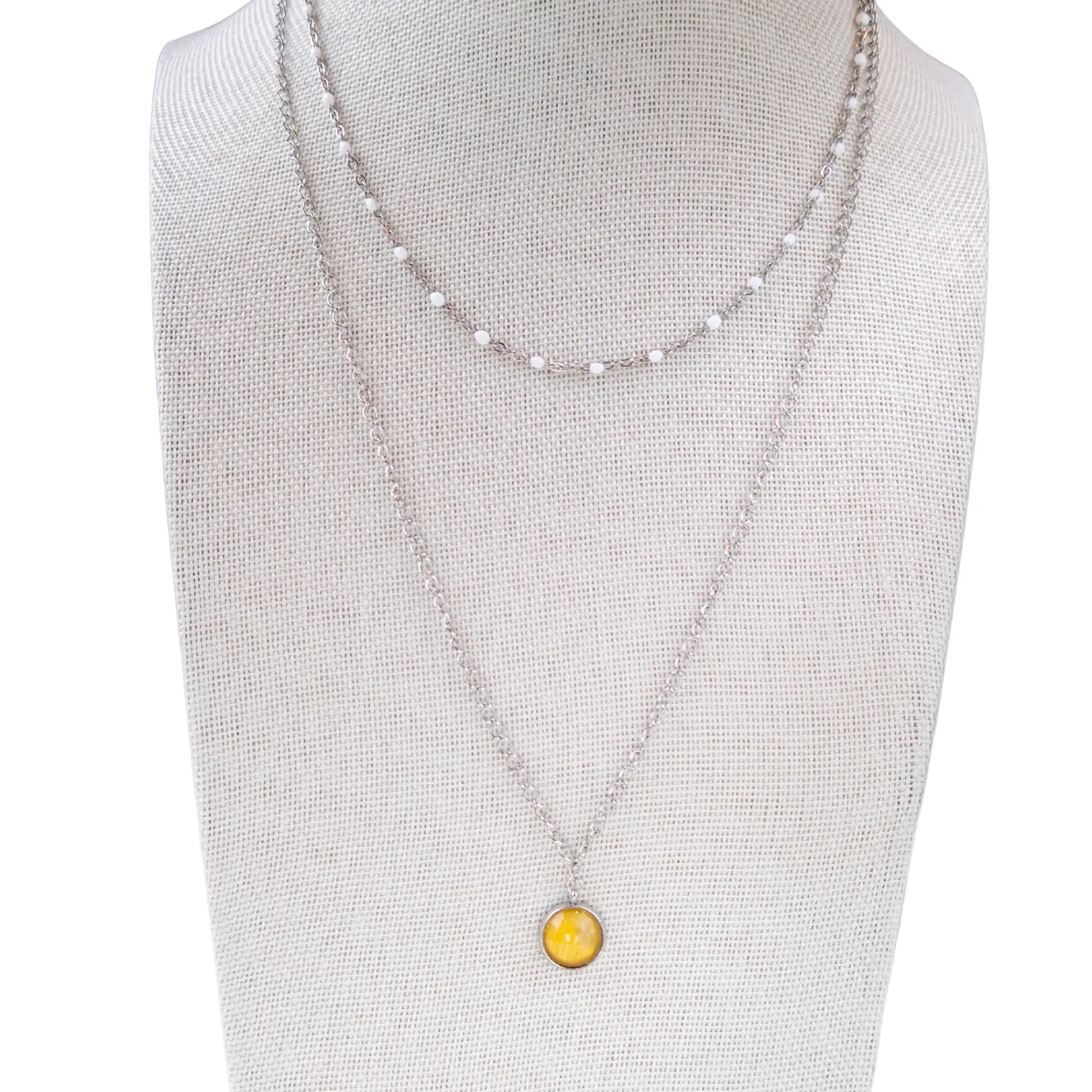 Collier avec Pendentif Jaune Moutarde - Les Chouchous de Justine