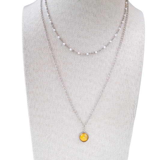 Collier avec Pendentif Jaune Moutarde - Les Chouchous de Justine