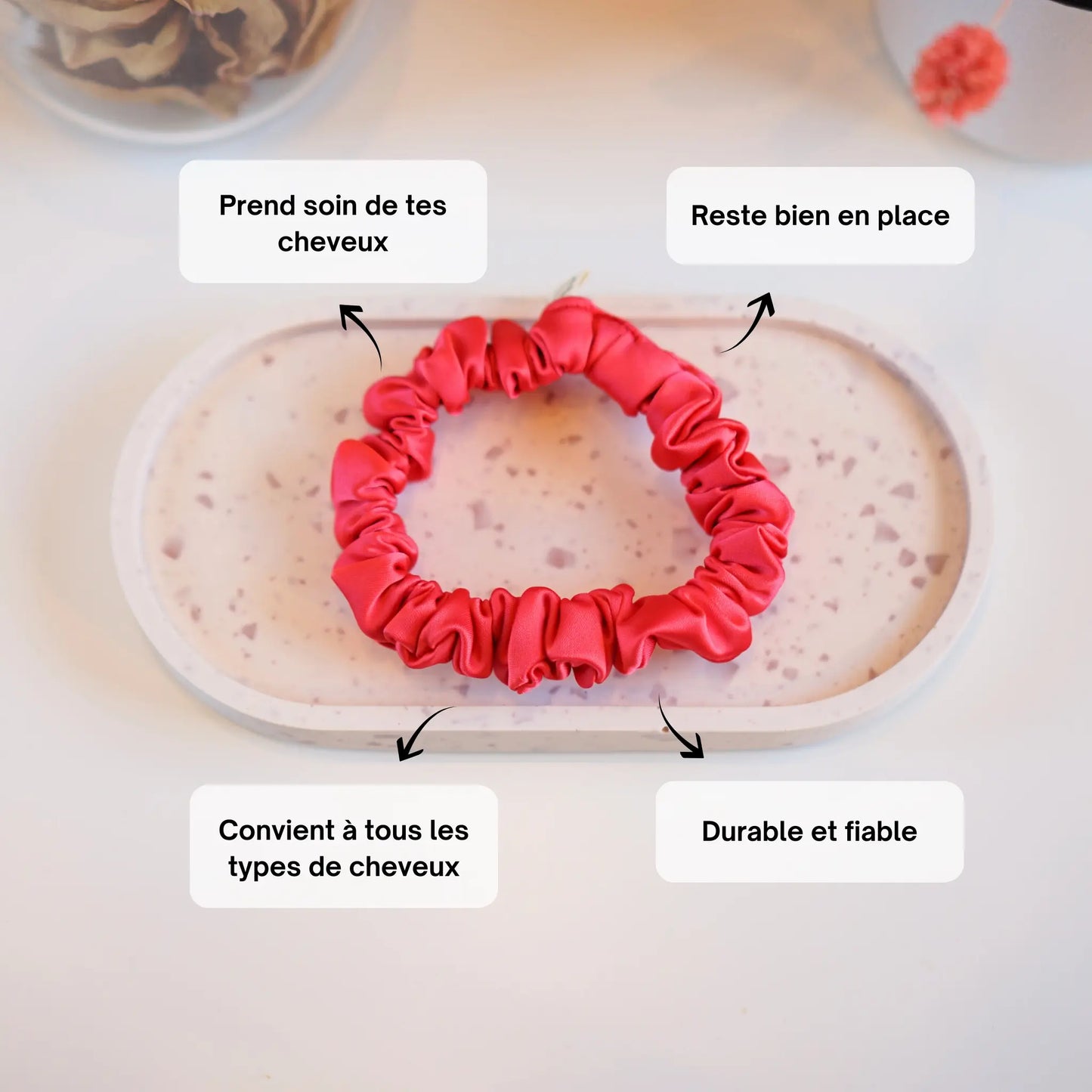 Corail - Mini Chouchou Cheveux Satin - Les Chouchous de Justine