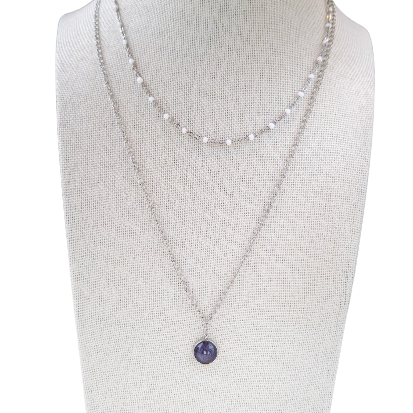Collier avec Pendentif Gris Foncé - Les Chouchous de Justine