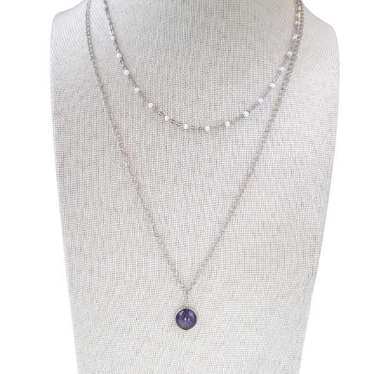 Collier avec Pendentif Gris Foncé - Les Chouchous de Justine