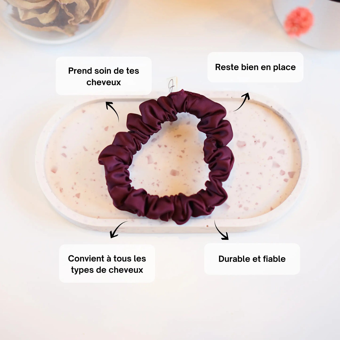 Bordeaux - Mini Chouchou Cheveux Satin - Les Chouchous de Justine