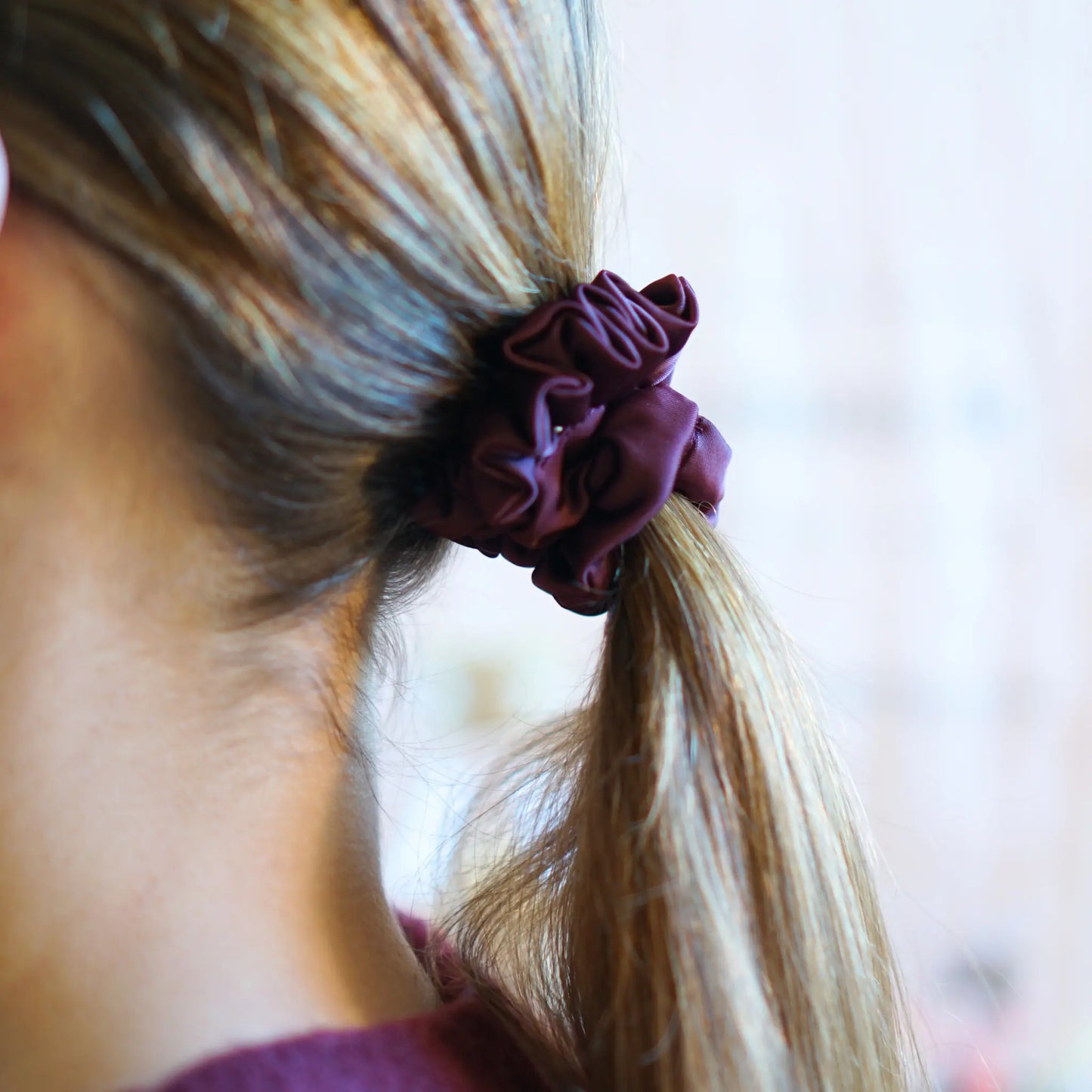 Bordeaux - Mini Chouchou Cheveux Satin - Les Chouchous de Justine