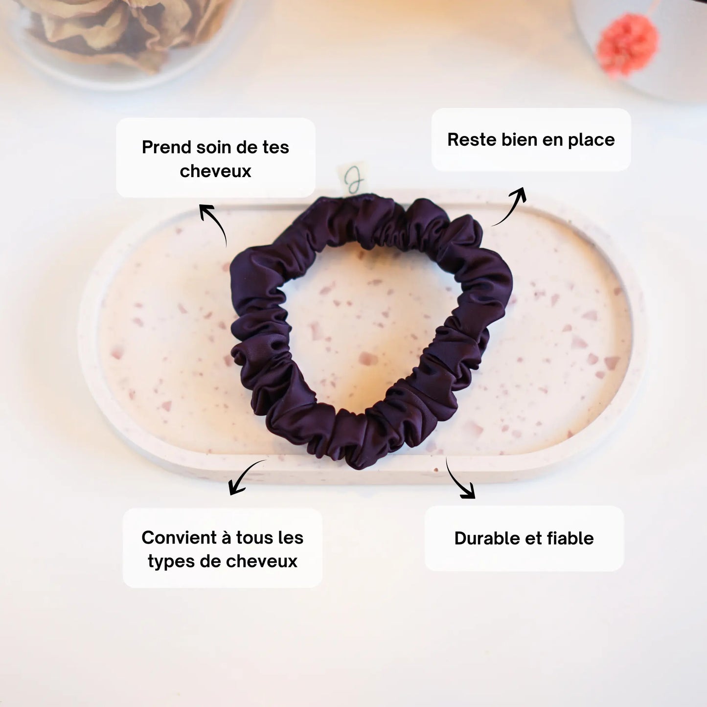 Aubergine - Mini Chouchou Cheveux Satin - Les Chouchous de Justine