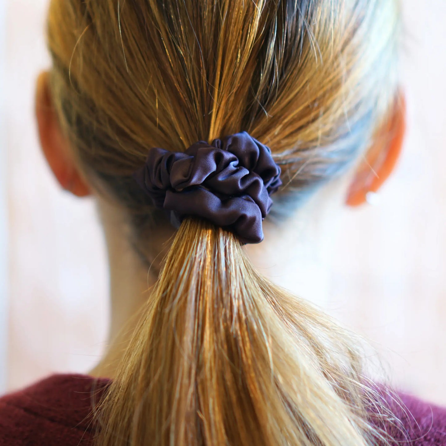 Aubergine - Mini Chouchou Cheveux Satin - Les Chouchous de Justine