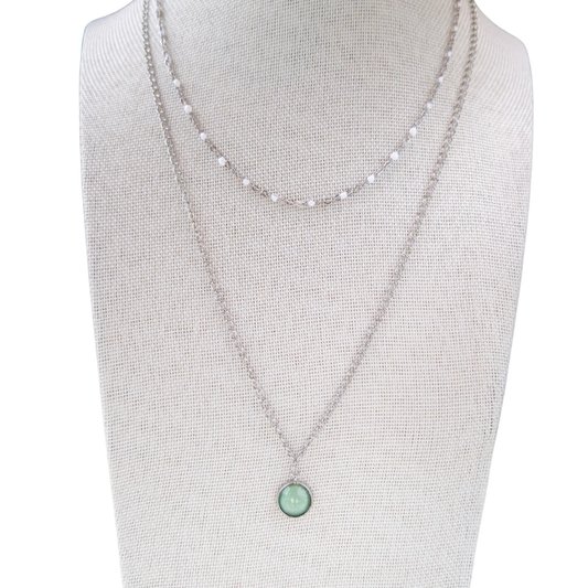 Collier avec Pendentif Vert Amande - Les Chouchous de Justine