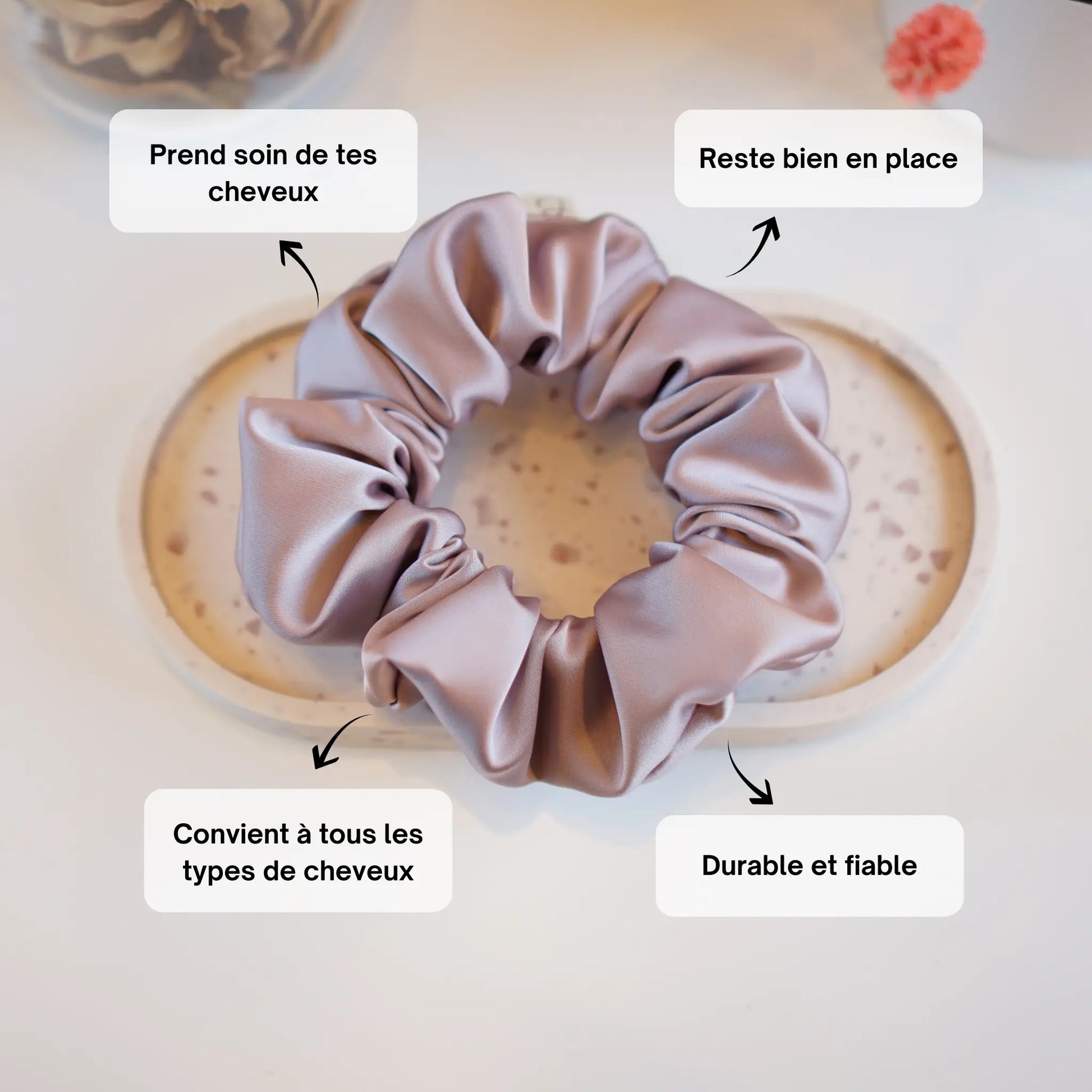 Vieux Rose Clair - Chouchou Cheveux Satin - Les Chouchous de Justine