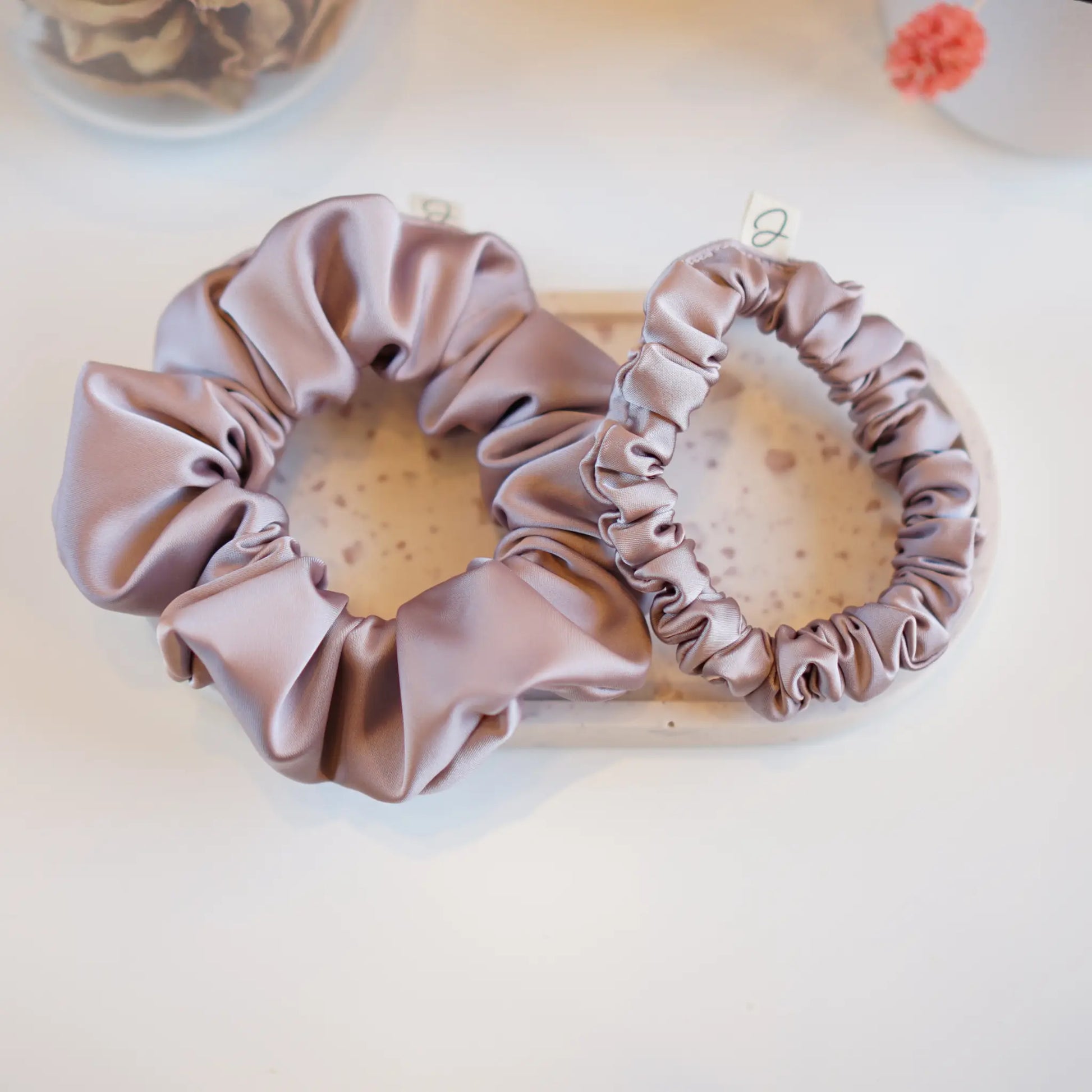 Vieux Rose Clair - Mini Chouchou Cheveux Satin - Les Chouchous de Justine