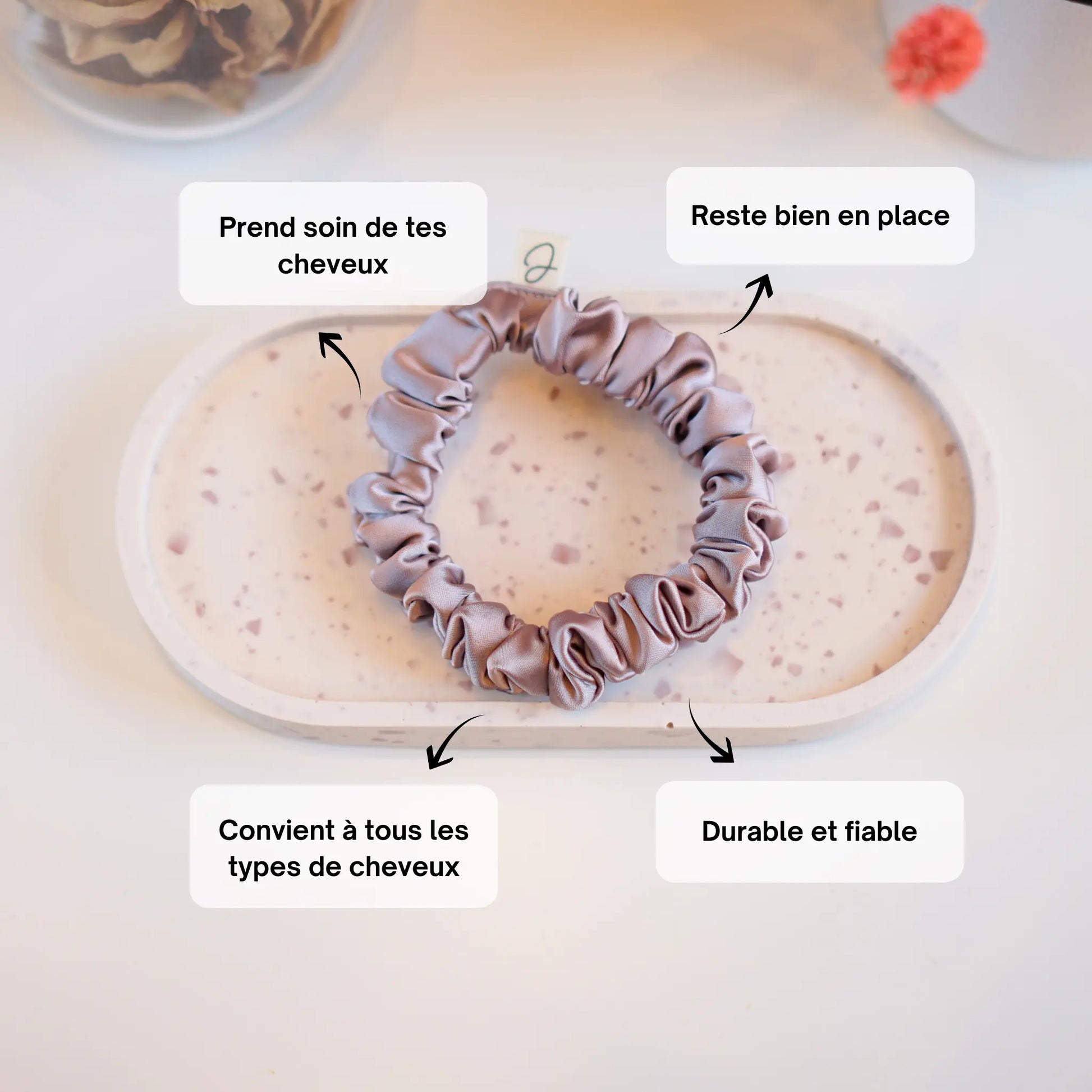 Vieux Rose Clair - Mini Chouchou Cheveux Satin - Les Chouchous de Justine