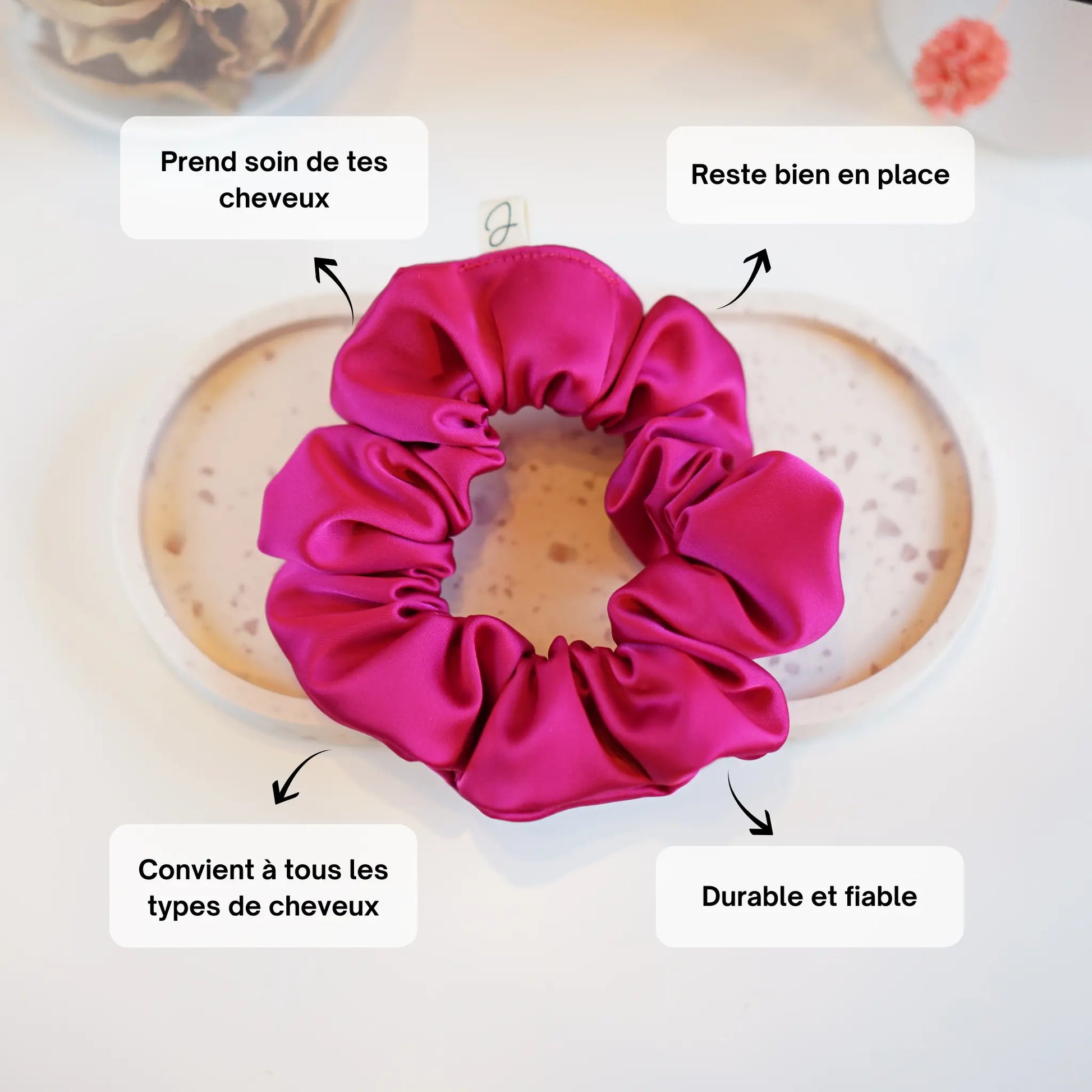 Fuschia - Chouchou Cheveux Satin - Les Chouchous de Justine
