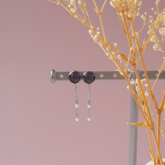 Boucles d'oreilles Gris Foncé - Les Chouchous de Justine