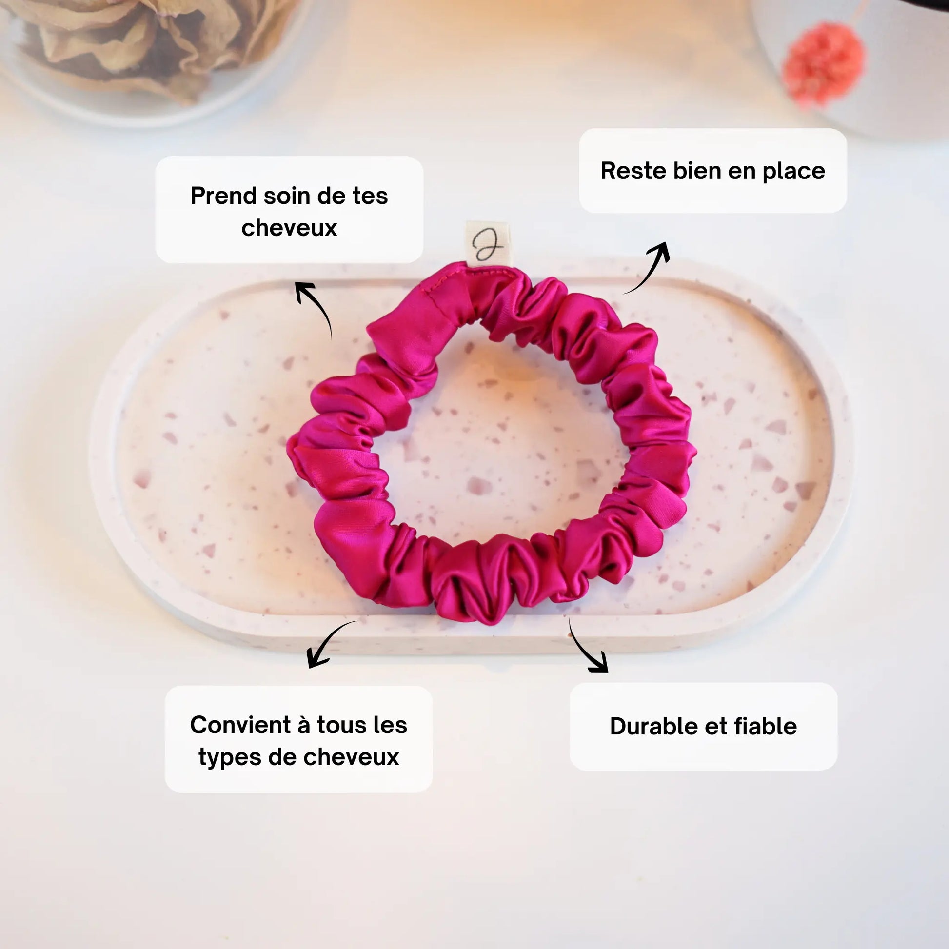 Fuschia - Mini Chouchou Cheveux Satin - Les Chouchous de Justine