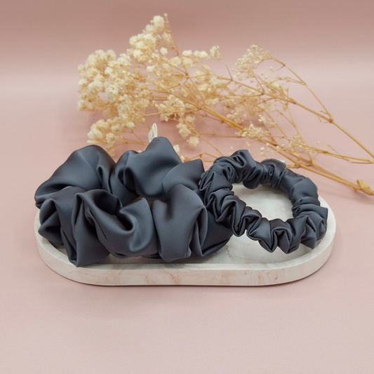 Chouchou en Satin Gris Foncé - Les Chouchous de Justine