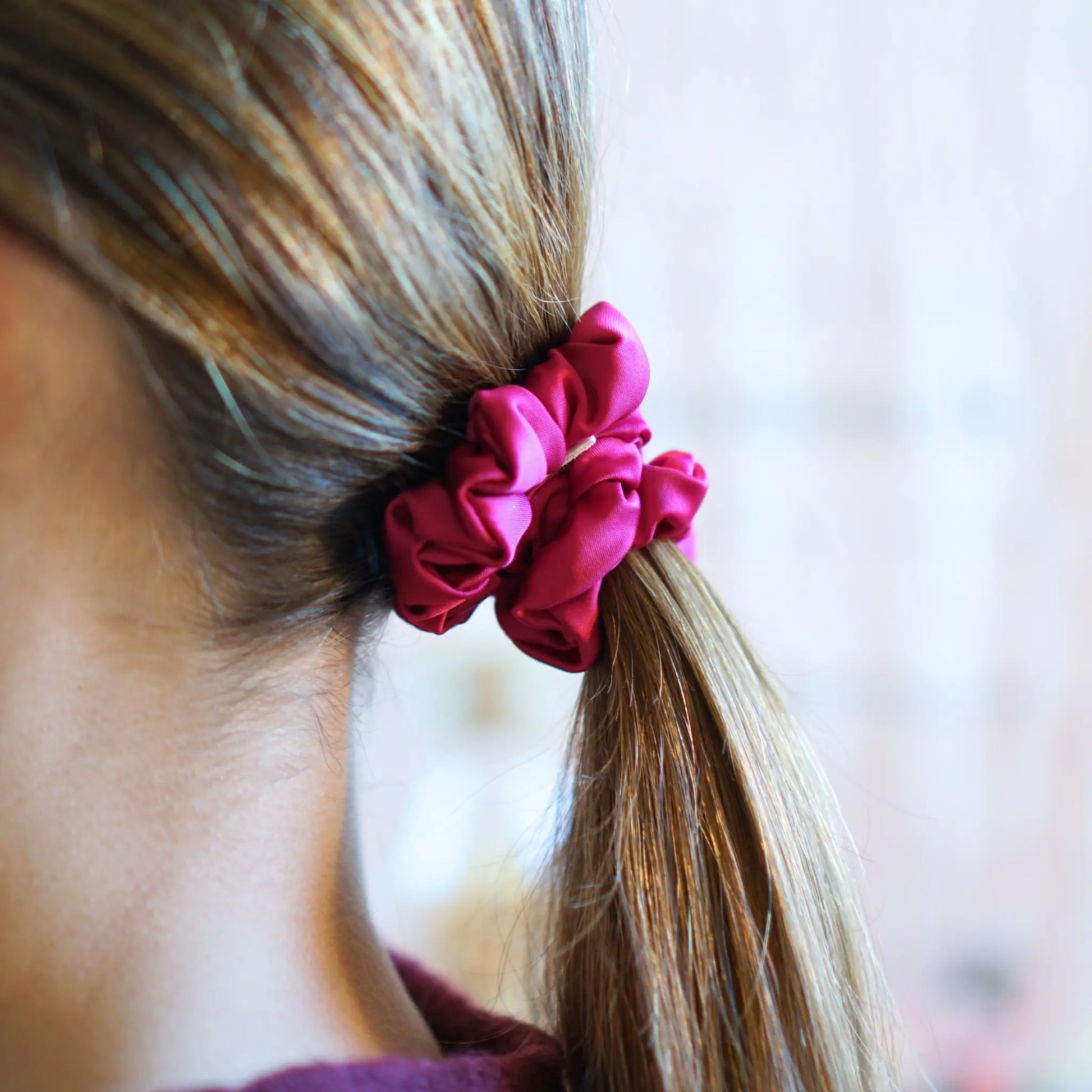 Fuschia - Mini Chouchou Cheveux Satin - Les Chouchous de Justine