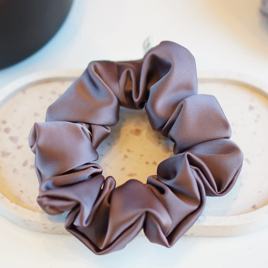 Taupe - Chouchou Cheveux Satin - Les Chouchous de Justine