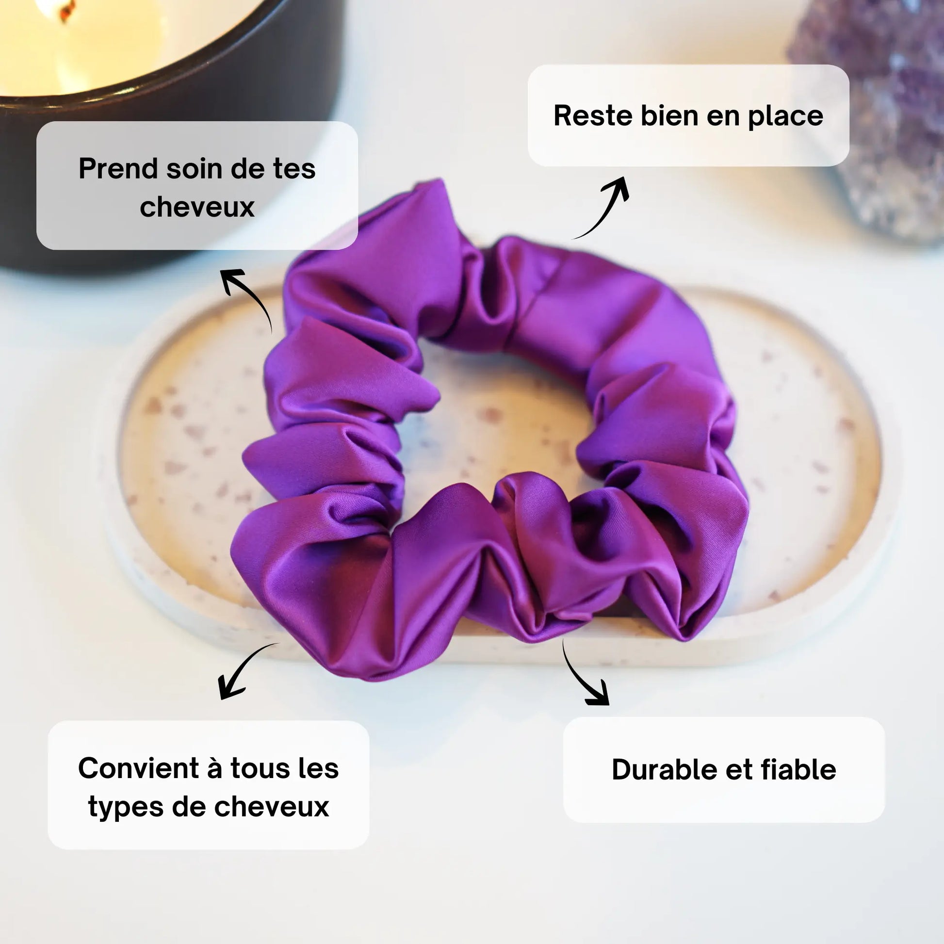 Violet - Chouchou Cheveux Satin - Les Chouchous de Justine