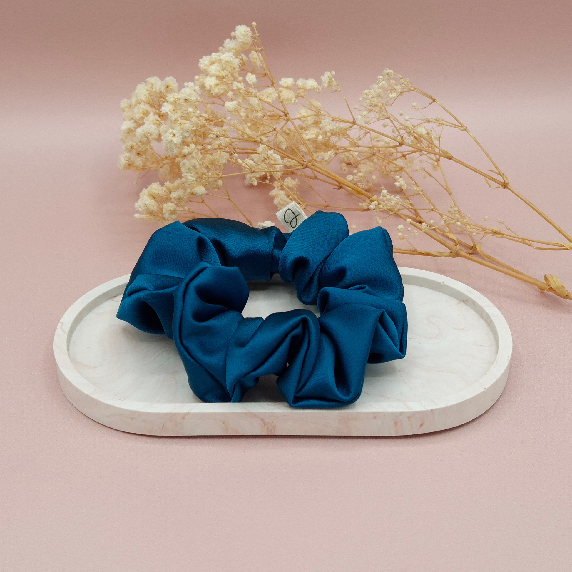Chouchou en Satin Bleu Paon - Les Chouchous de Justine