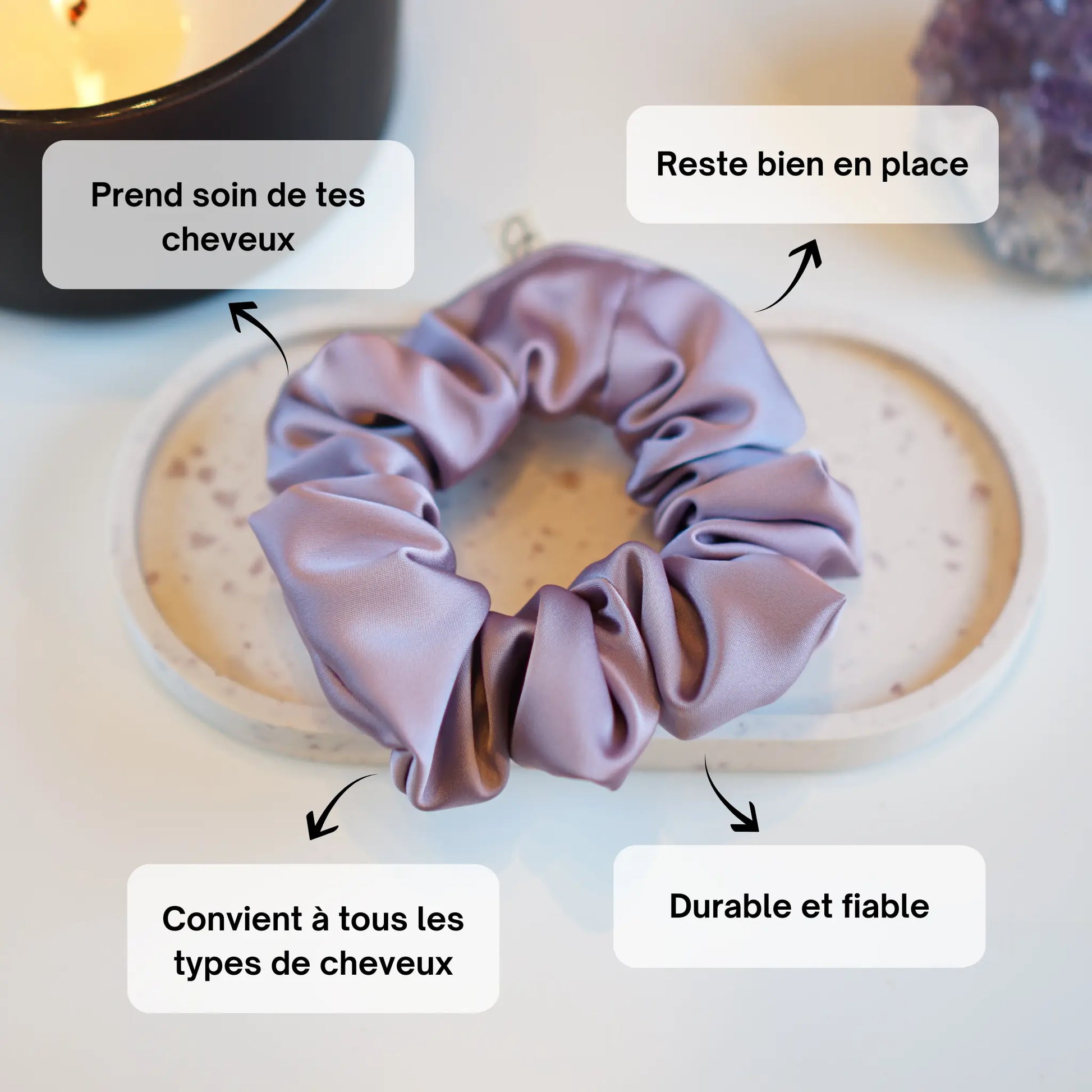 Rose Parme - Chouchou Cheveux Satin - Les Chouchous de Justine