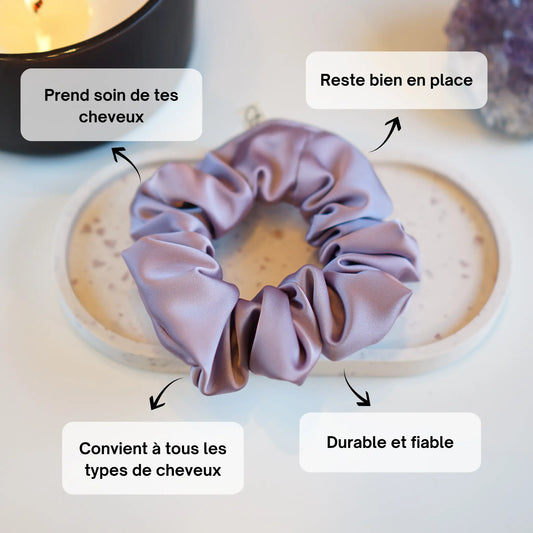 Rose Parme - Chouchou Cheveux Satin - Les Chouchous de Justine