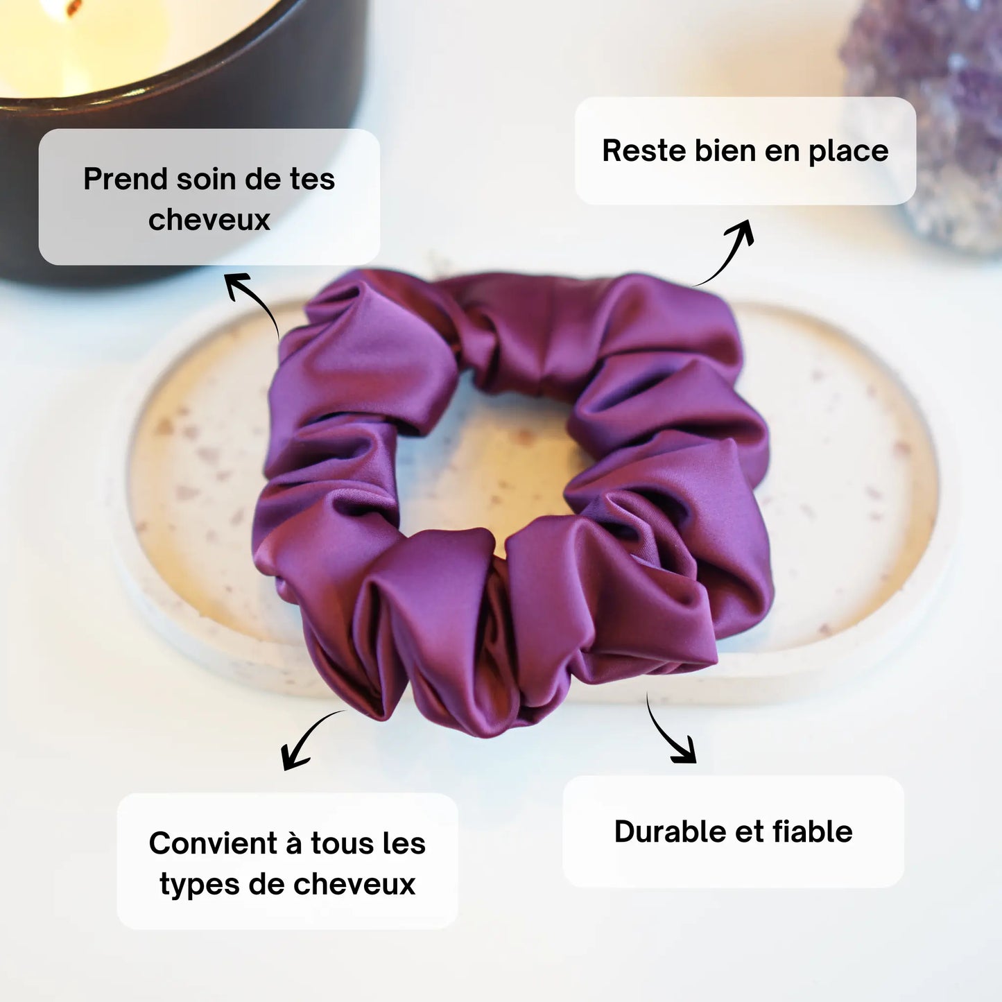 Prune - Chouchou Cheveux Satin - Les Chouchous de Justine