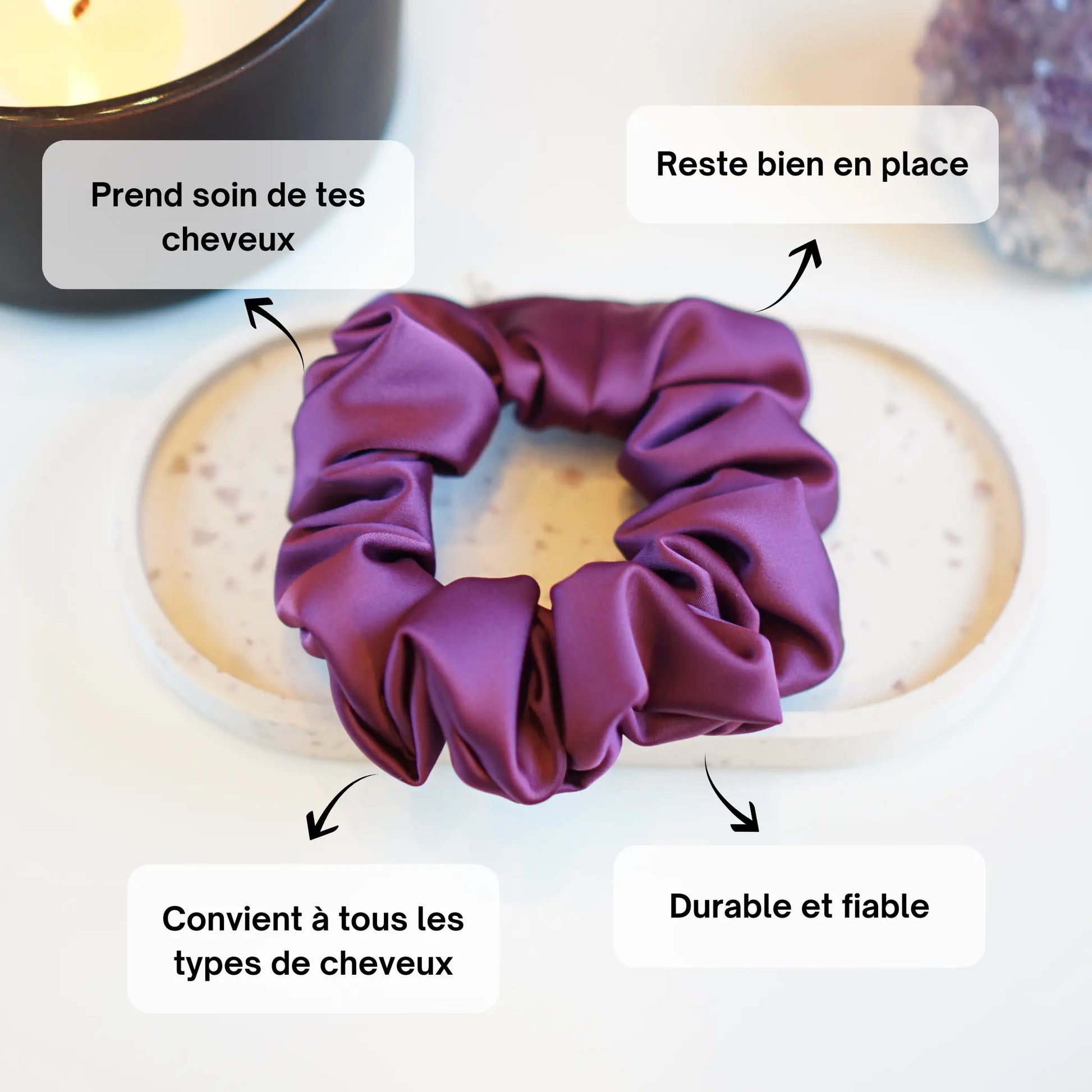 Prune - Chouchou Cheveux Satin - Les Chouchous de Justine