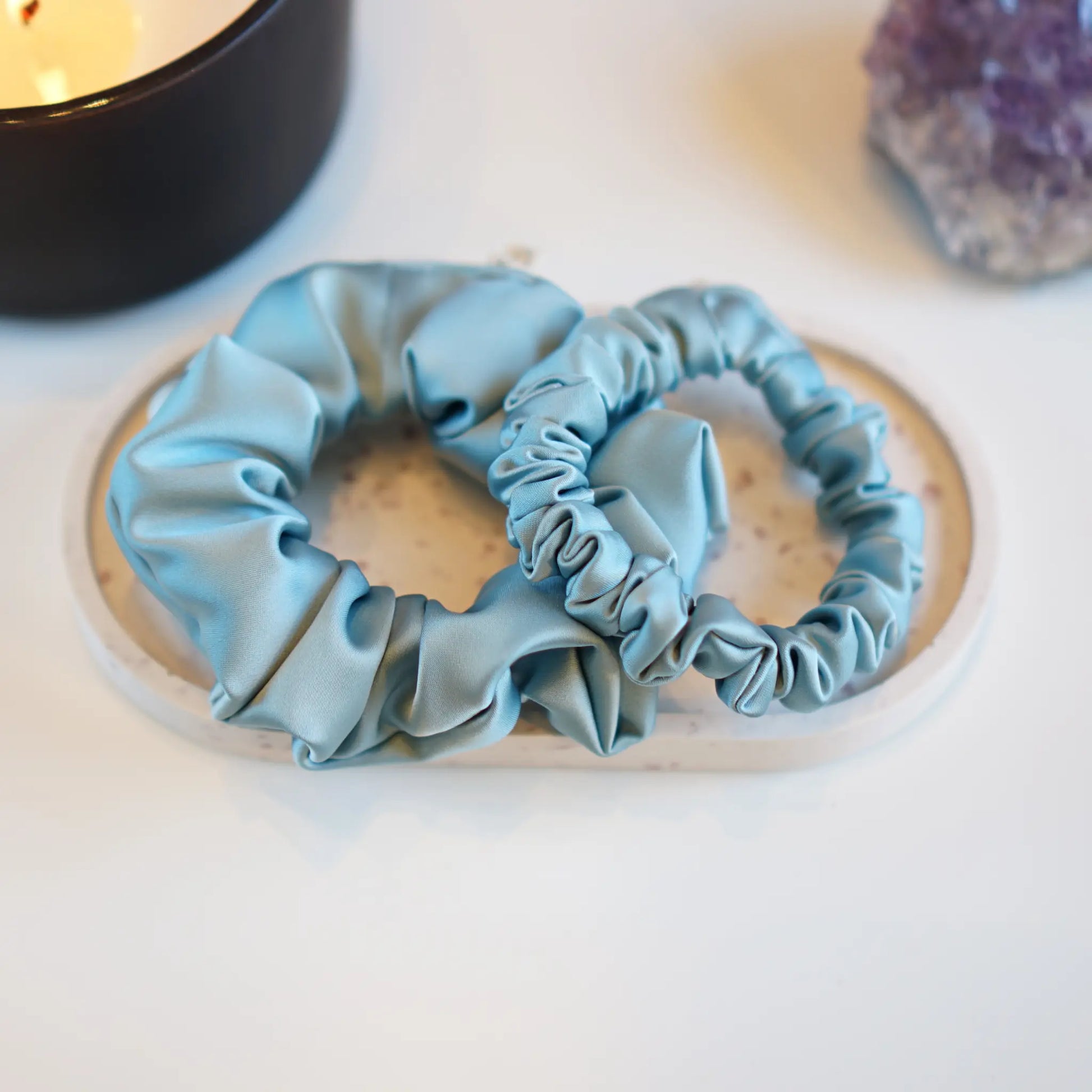 Bleu Givré - Chouchou Cheveux Satin - Les Chouchous de Justine