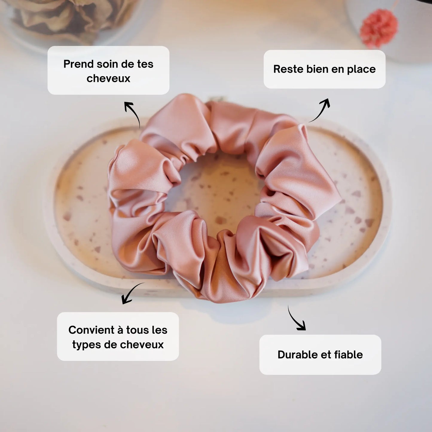 Rose Carmay - Chouchou Cheveux Satin - Les Chouchous de Justine