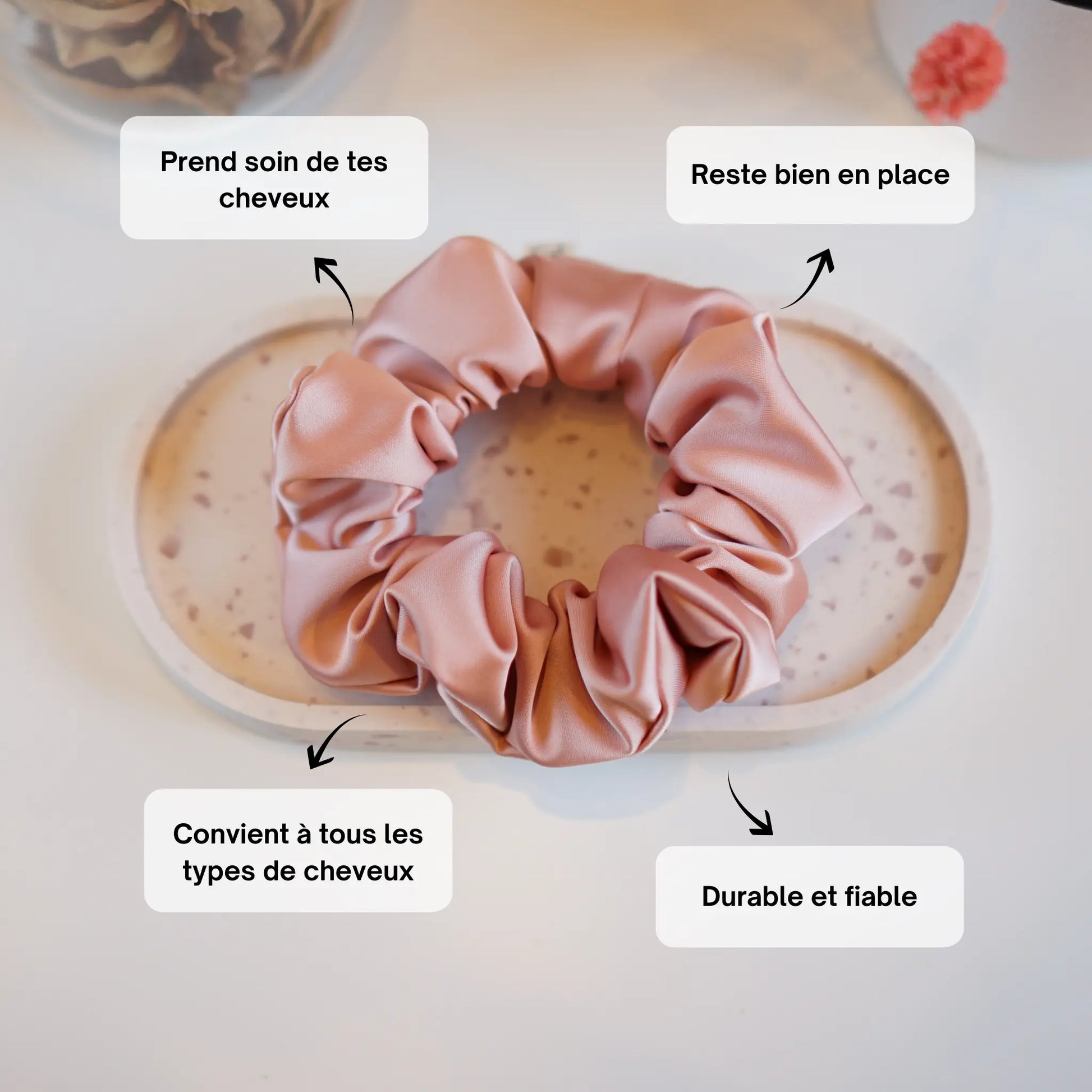 Rose Carmay - Chouchou Cheveux Satin - Les Chouchous de Justine