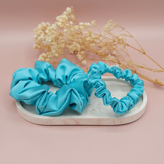 Chouchou en Satin Bleu Givré - Les Chouchous de Justine