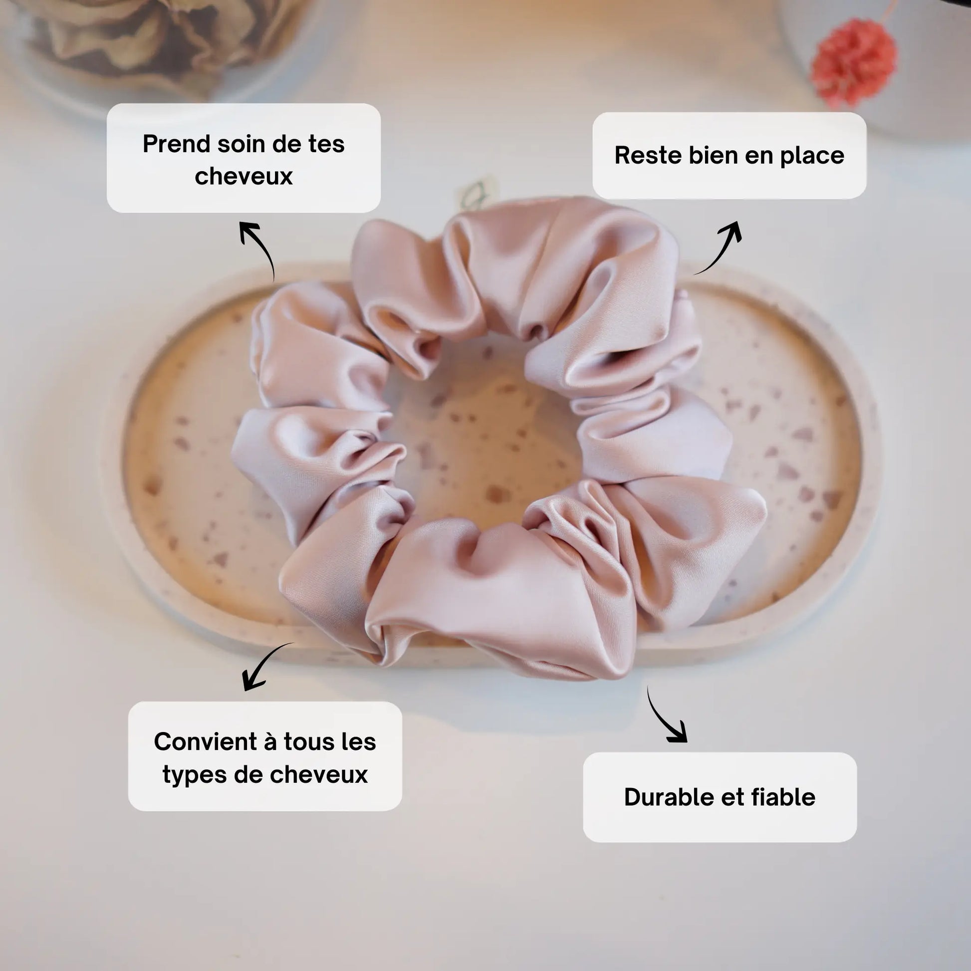 Rose Dragée - Chouchou Cheveux Satin - Les Chouchous de Justine