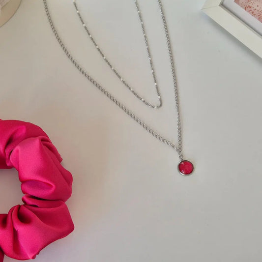 Collier avec Pendentif Fuschia - Les Chouchous de Justine