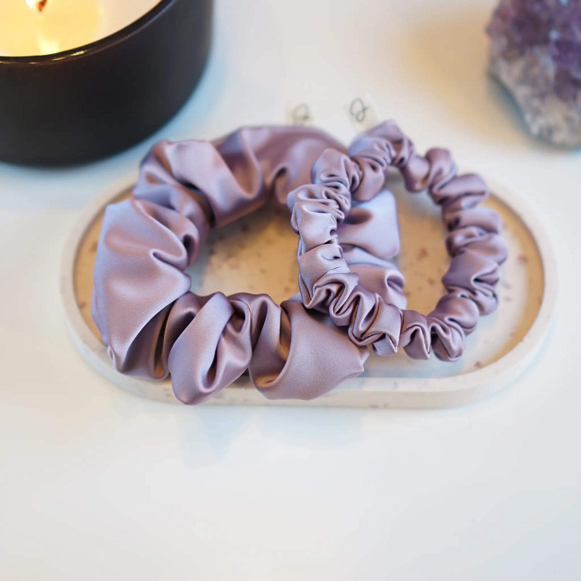 Rose Parme - Chouchou Cheveux Satin - Les Chouchous de Justine