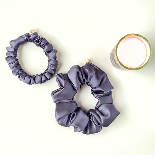 Chouchou en Satin Gris Foncé