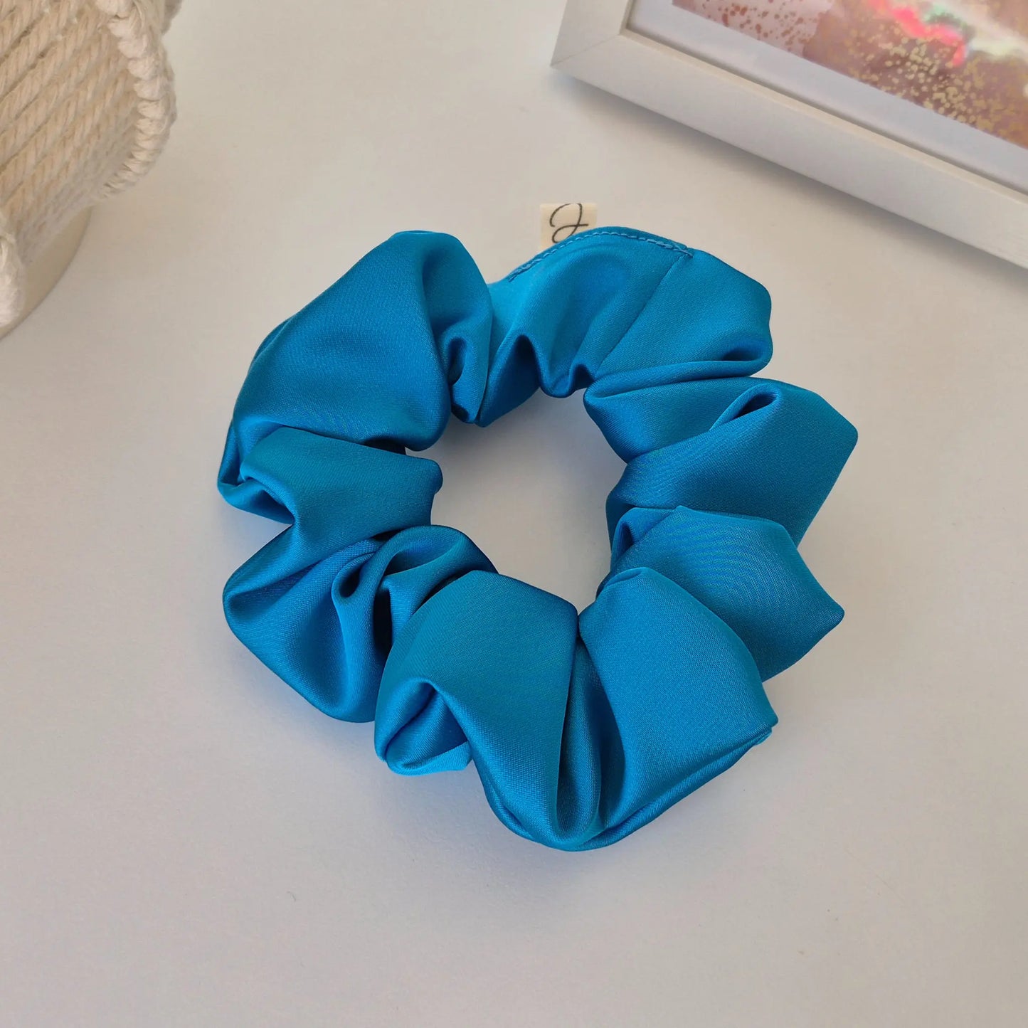 Chouchou en Satin Bleu Turquoise - Les Chouchous de Justine