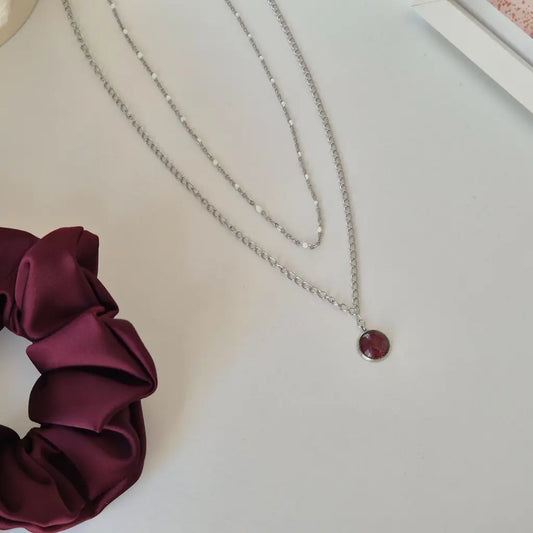 Collier avec Pendentif Bordeaux - Les Chouchous de Justine