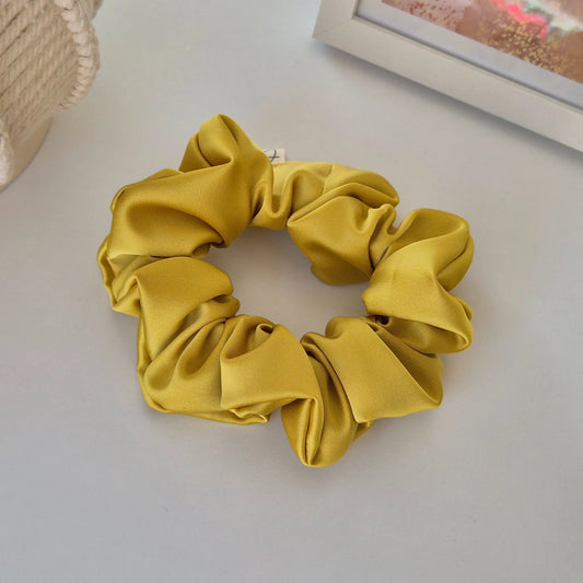 Chouchou en Satin Jaune Moutarde - Les Chouchous de Justine