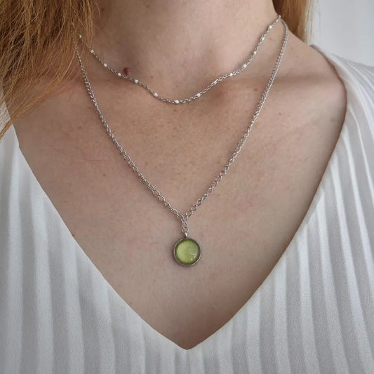Collier avec Pendentif Vert Lime - Les Chouchous de Justine