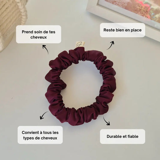 Mini Chouchou en Satin Bordeaux - Les Chouchous de Justine