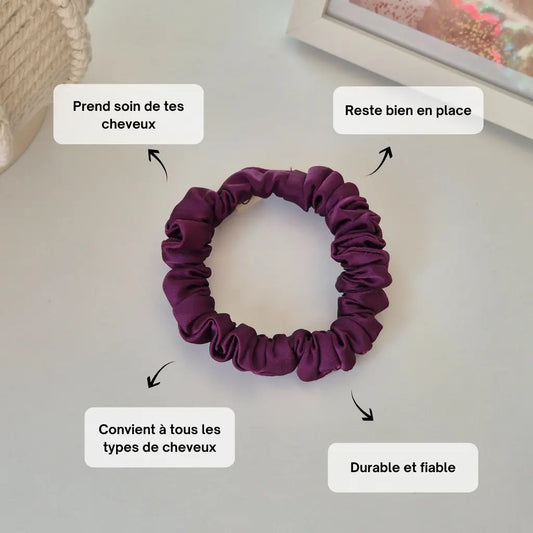 Mini Chouchou en Satin Prune - Les Chouchous de Justine