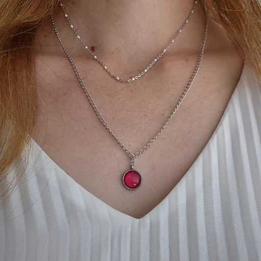 Collier avec Pendentif Fuschia - Les Chouchous de Justine