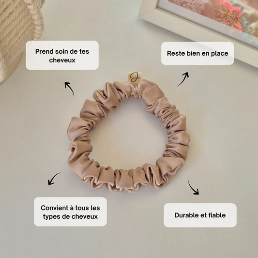 Mini Chouchou en Satin Beige - Les Chouchous de Justine
