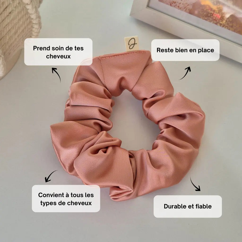 Chouchou en Satin Rose Carmay - Les Chouchous de Justine